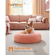 Pink Fluffy Dog Bed by Feandrea