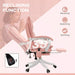 Image of a Pink Leather Heated Massage Executive Office Chair With Footrest and Swivel Wheels