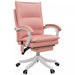 Image of a Pink Leather Heated Massage Executive Office Chair With Footrest and Swivel Wheels