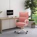 Image of a Pink Leather Heated Massage Executive Office Chair With Footrest and Swivel Wheels