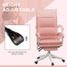 Image of a Pink Leather Heated Massage Executive Office Chair With Footrest and Swivel Wheels