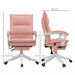 Image of a Pink Leather Heated Massage Executive Office Chair With Footrest and Swivel Wheels