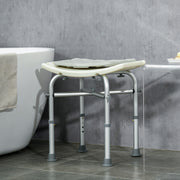 Height Adjustable Aluminium Shower Stool With Padded Seat And Holder For Seniors, White