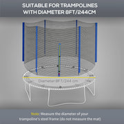 8ft Trampoline Net Replacement with Zipped Entrance and Pole Covers Weather Resistant by SPORTNOW AOSOM