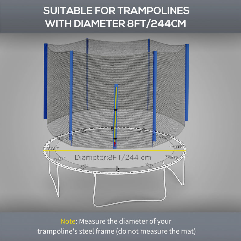 8ft Trampoline Net Replacement with Zipped Entrance and Pole Covers Weather Resistant by SPORTNOW AOSOM