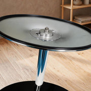 4 Seat Round Glass Dining Table for Everyday Meals with Stable Metal Base Black Homcom