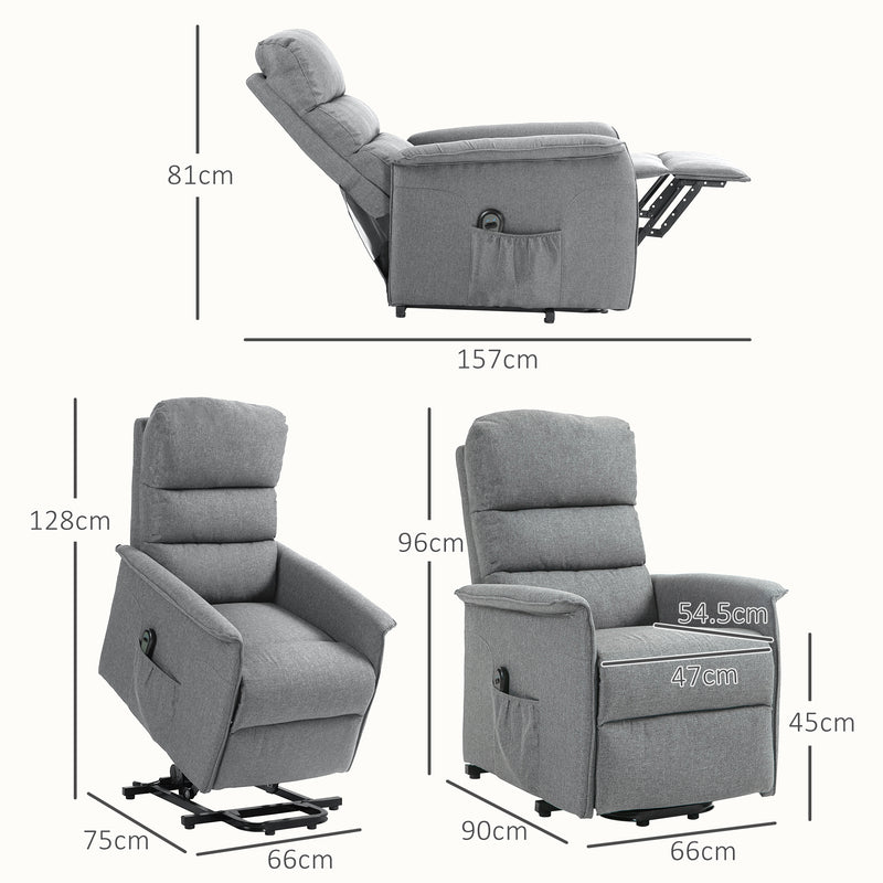Electric Riser Recliner Armchair with Remote Control and Padded Footrest for Comfort Grey