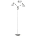 Floor Lamp with 3 Adjustable Shades for Flexible Living Room or Office Lighting Silver Tone