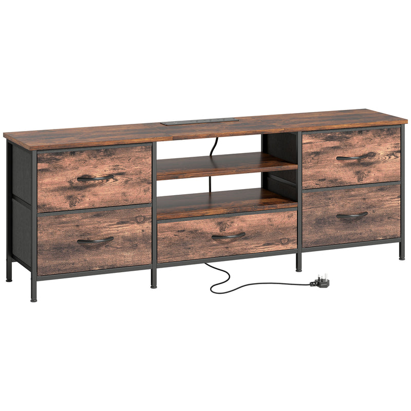 Industrial TV Unit With Storage For Living Room - Built In Sockets & USB Ports - For 65" TVs