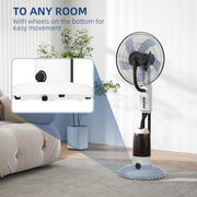 Pedestal Misting Fan with Humidifier for Cool Indoor Air and Quiet Operation White AOSOM