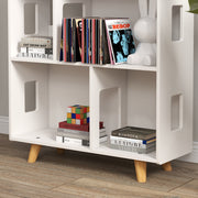 Three Tier Toy Storage Shelf with Six Cubes for Kids Playroom or Bedroom, White