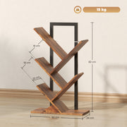 Four Section Tree Bookcase With Open Shelves For Living Room Or Bedroom, Wood Effect