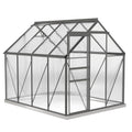 Walk In Polycarbonate Greenhouse with Roof Vent Ideal for Garden Growing, Dark Grey, 190x253x199cm Outsunny