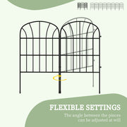 Set of 8 Metal Garden Fence Panels Decorative Picket Style for Outdoor Borders Black AOSOM