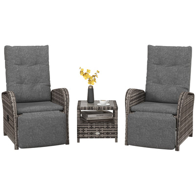 Grey and Brown Rattan 2 Seater Garden Chaise Lounge Set With Cushions For Relaxing Outdoors