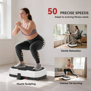 Vibration Plate Exercise Machine With Adjustable Handle And 50 Speed Settings Black AOSOM