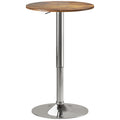 Swivel Round Bar Table with Adjustable Height for Kitchen or Cafe Use Rustic Brown AOSOM