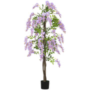 Tall Purple Artificial Wisteria Plant With 756 Leaves And Pot For Indoor Home Decor