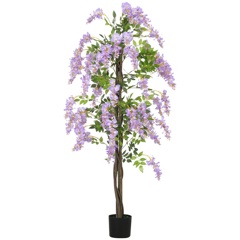 Tall Purple Artificial Wisteria Plant With 756 Leaves And Pot For Indoor Home Decor