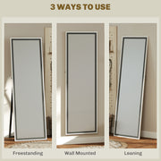 Two Tone Full Length Mirror 162 cm Tall in White and Grey with Modern Slim Frame