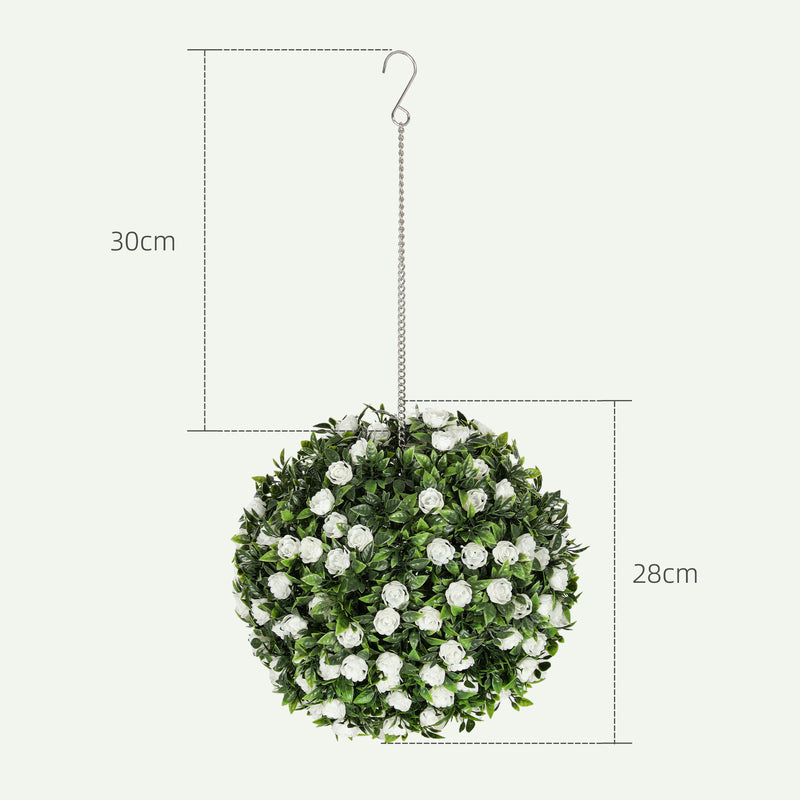 Set of 2 Artificial Topiary Rose Balls 28cm UV Protected Indoor Outdoor Decor by HOMCOM