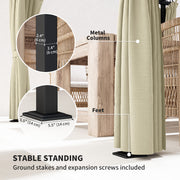 Beige 3 x 3 m Retractable Roof Pergola with Curtains for Garden and Patio by Outsunny