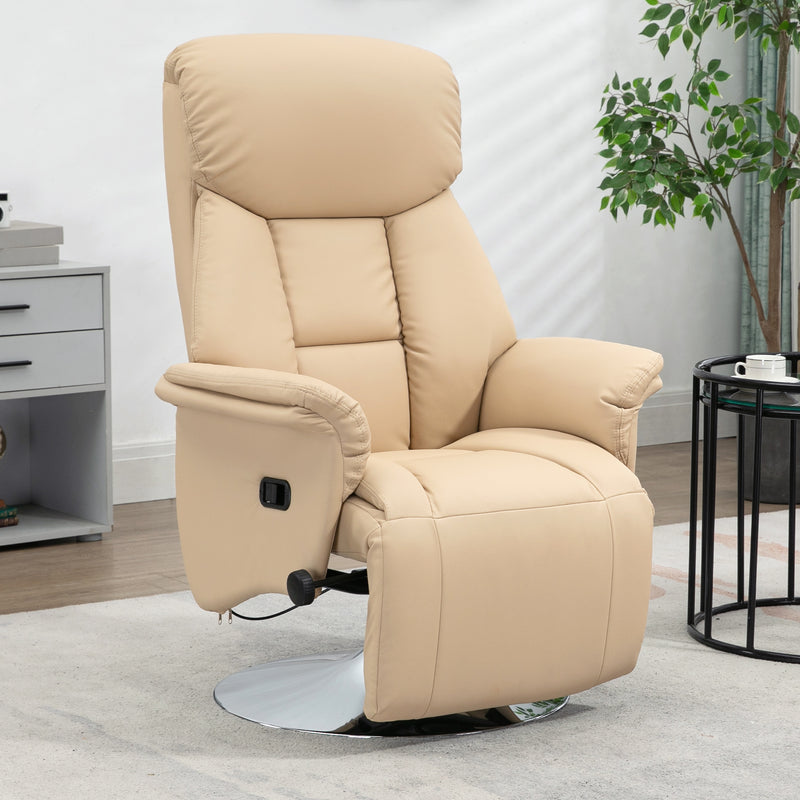 Recliner Chair with Swivel Base and Extendable Footrest for Living Room Comfort Beige