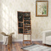 Lockable Jewellery Cabinet with LED Light and Full Length Mirror Rustic Brown by HOMCOM