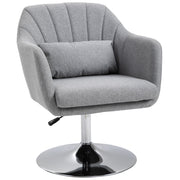 Swivel Accent Chair with Adjustable Height and Lumbar Support for Home Office Light Grey