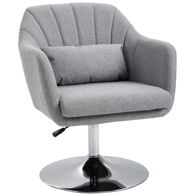 Swivel Accent Chair with Adjustable Height and Lumbar Support for Home Office Light Grey
