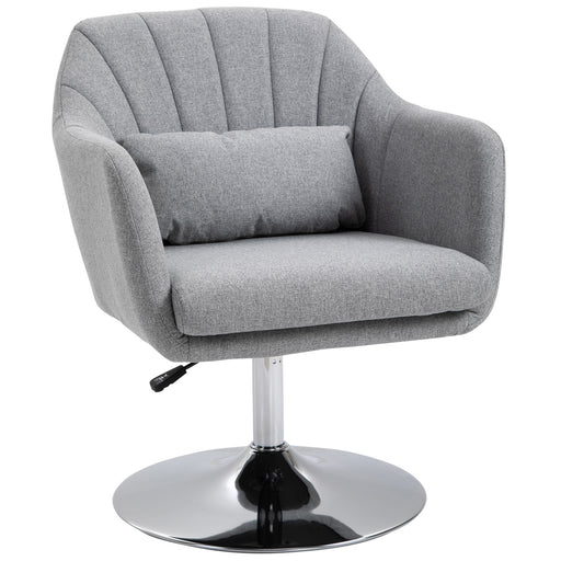 Swivel Accent Chair with Adjustable Height and Lumbar Support for Home Office Light Grey