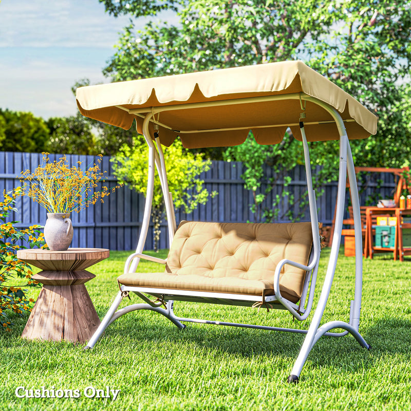 Khaki Two Seater Bench Cushion for Outdoor and Garden Seating by Outsunny