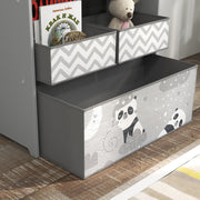 Grey Kids Toy Storage Unit with Six Fabric Bins for Bedrooms and Playrooms by ZONEKIZ