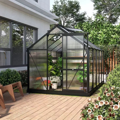 Walk In Greenhouse, Sliding Door, Polycarbonate, 6x10ft Outsunny