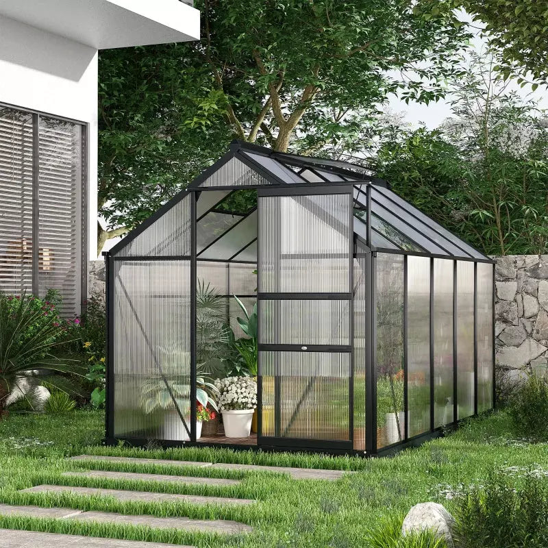 Walk In Greenhouse, Sliding Door, Polycarbonate, 6x10ft