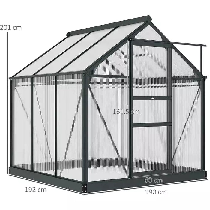 6x6ft Polycarbonate Greenhouse, Slide Door, Clear