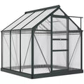 6x6ft Polycarbonate Greenhouse, Slide Door, Clear Outsunny
