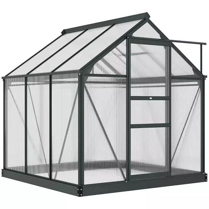 6x6ft Polycarbonate Greenhouse, Slide Door, Clear