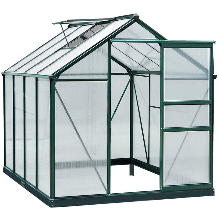 6x8ft Polycarbonate Greenhouse, Slide Door, Clear