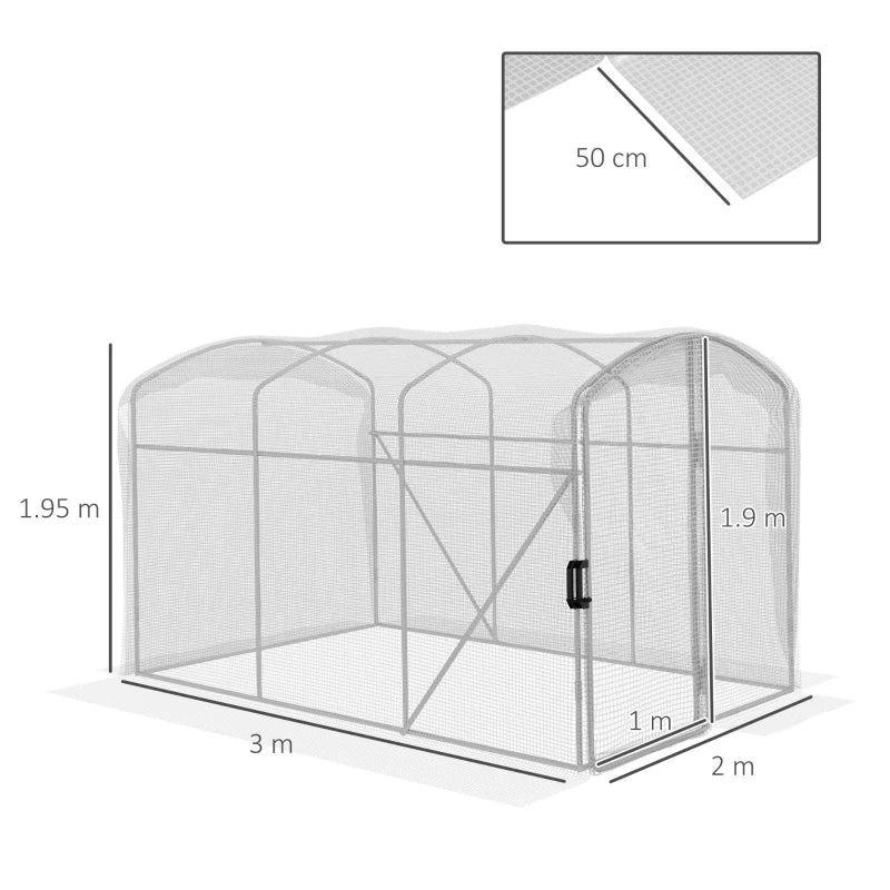 Image of a polytunnel greenhouse with a white cover - 2m x 2m