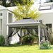 Image of an Outsunny Pop Up Garden Gazebo With Mesh Side Walls, 3.3m x 3.3m, Dark Grey