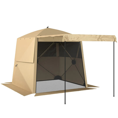 Pop Up Gazebo with Mesh Windows for Sun and Rain Shelter Easy Setup Outsunny