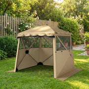 Pop Up Gazebo with Mesh Windows for Sun and Rain Shelter Easy Setup Outsunny