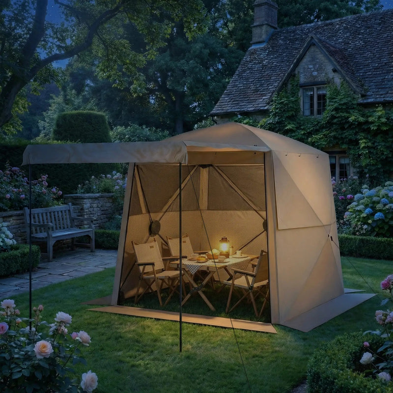 Pop Up Gazebo with Mesh Windows for Sun and Rain Shelter Easy Setup Outsunny