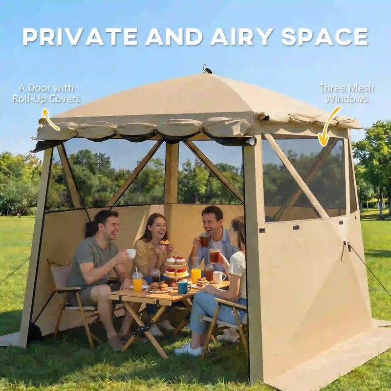 Pop Up Gazebo with Mesh Windows for Sun and Rain Shelter Easy Setup Outsunny