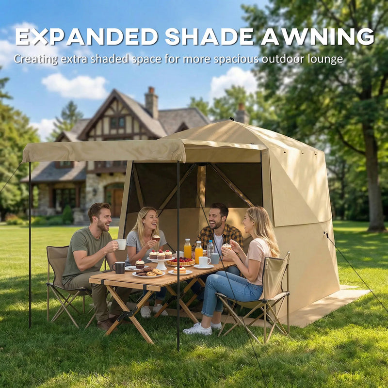 Pop Up Gazebo with Mesh Windows for Sun and Rain Shelter Easy Setup Outsunny
