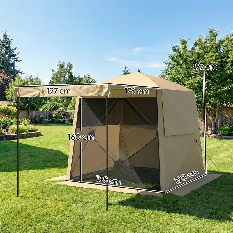 Pop Up Gazebo with Mesh Windows for Sun and Rain Shelter Easy Setup Outsunny