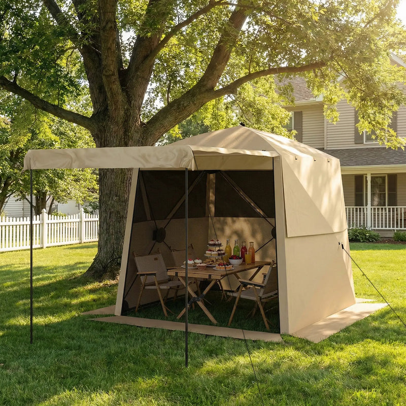 Pop Up Gazebo with Mesh Windows for Sun and Rain Shelter Easy Setup Outsunny