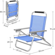 Folding beach chair with 4-position Adjustable Backrest aluminium frame by SONGMICS Songmics
