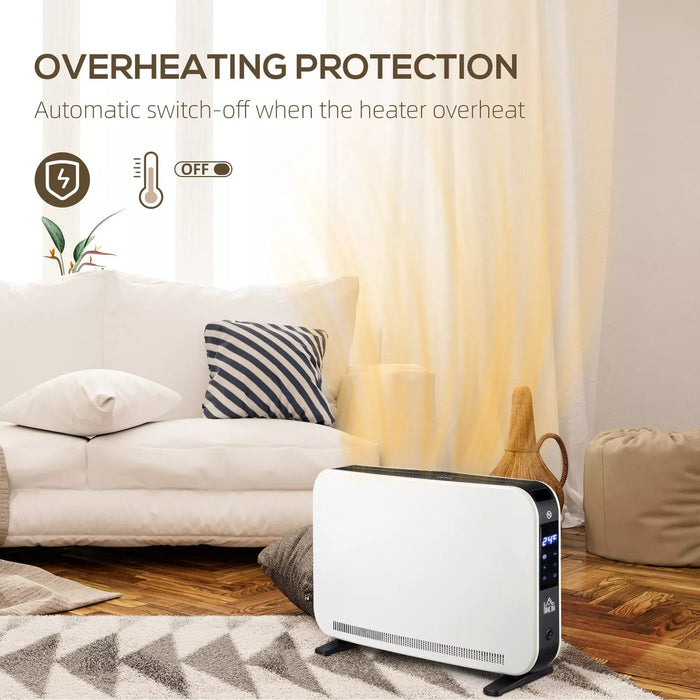 Image of a Compact Modern Portable Electric Heater With Thermostat And Timer 2180W - White